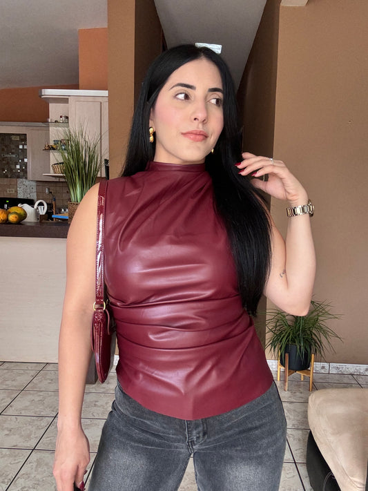 "Wine" Leather Top