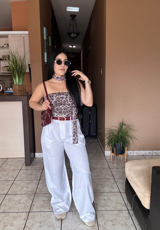 "White" wide-leg pants