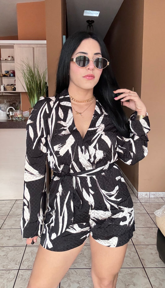 Black- Ivory Romper