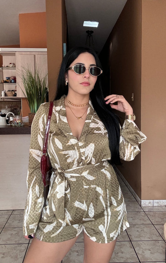 Olive-Ivory Romper